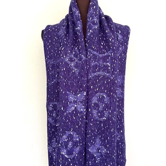 Louis Vuitton Wool Wrap Medallion Logomania Purple Reversible Scarf - Picture 7 of 12
